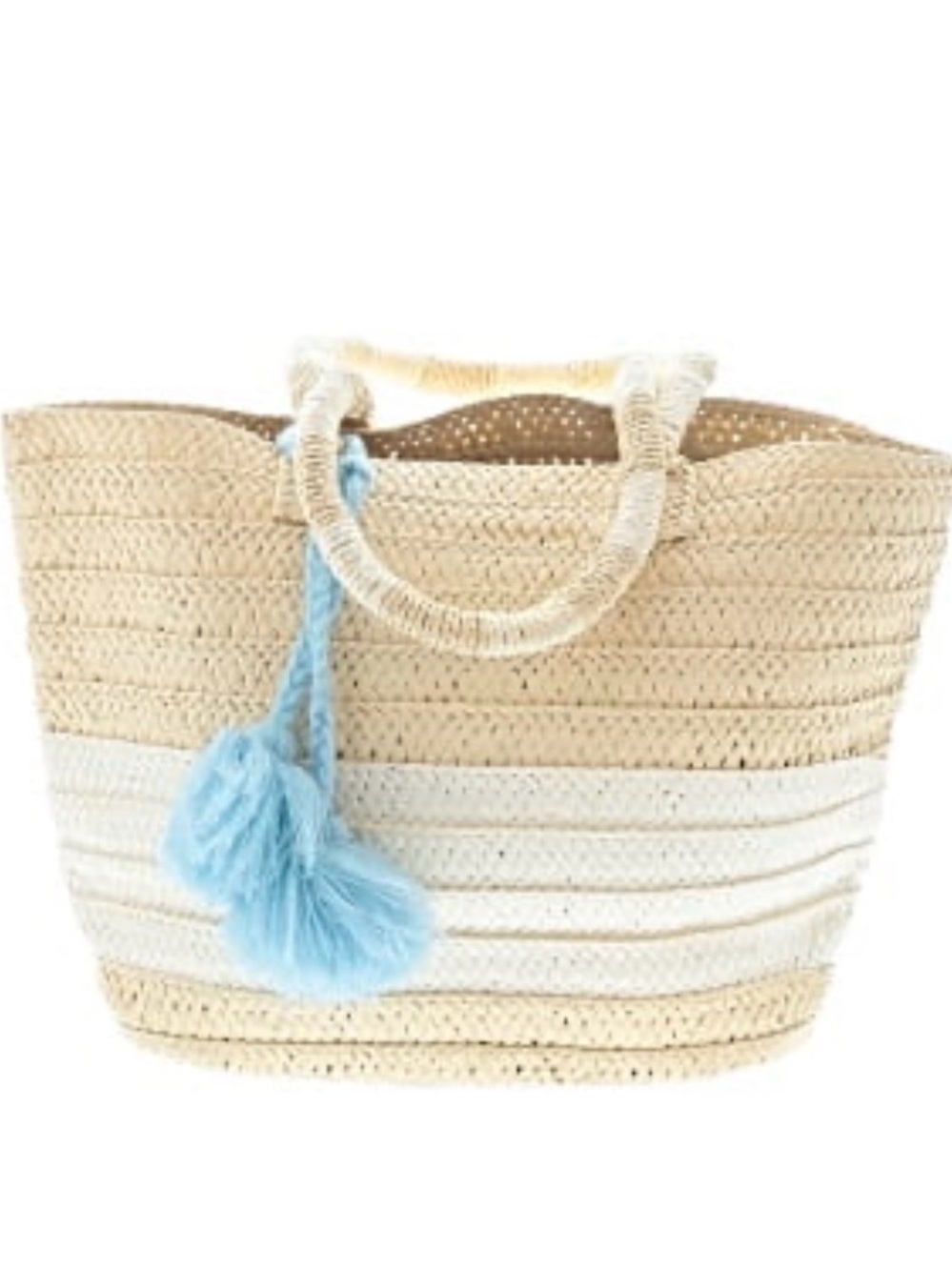 NWT Altru Tan & White Striped Woven Straw Beach Market Tote